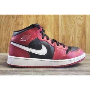 Nike‎ Air Jordan 1 Mid Athletic Shoes Youth Size 6Y Black Red Bred